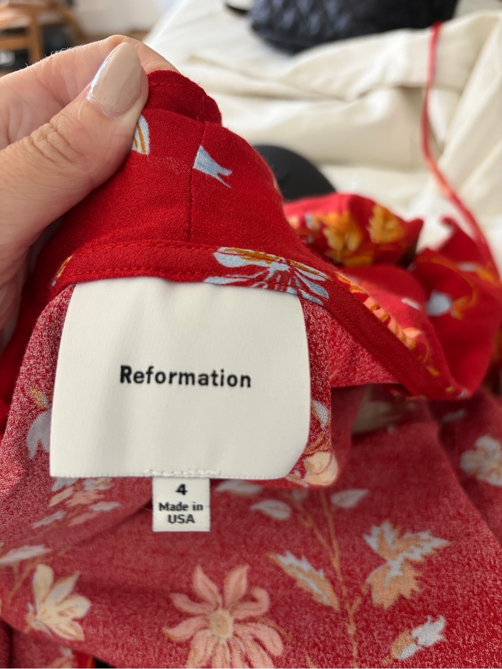 Reformation Red Floral Ruffle Wrap Top - Picture 6 of 11